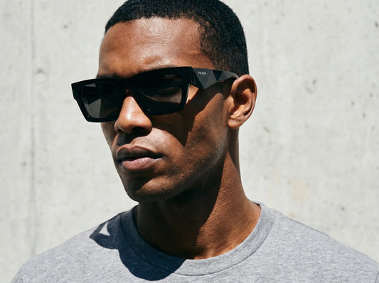 Prada PR A06S 16K08Z Men's Sunglasses - Black Frame, Dark Grey Lenses