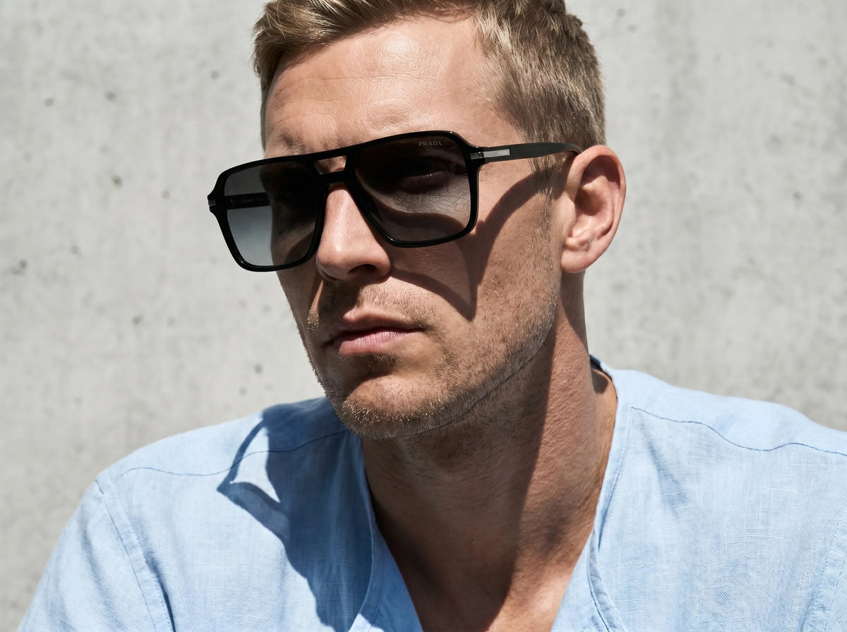 Prada PR 20YS 1AB06T Men's Aviator Sunglasses - Black Sunglasses