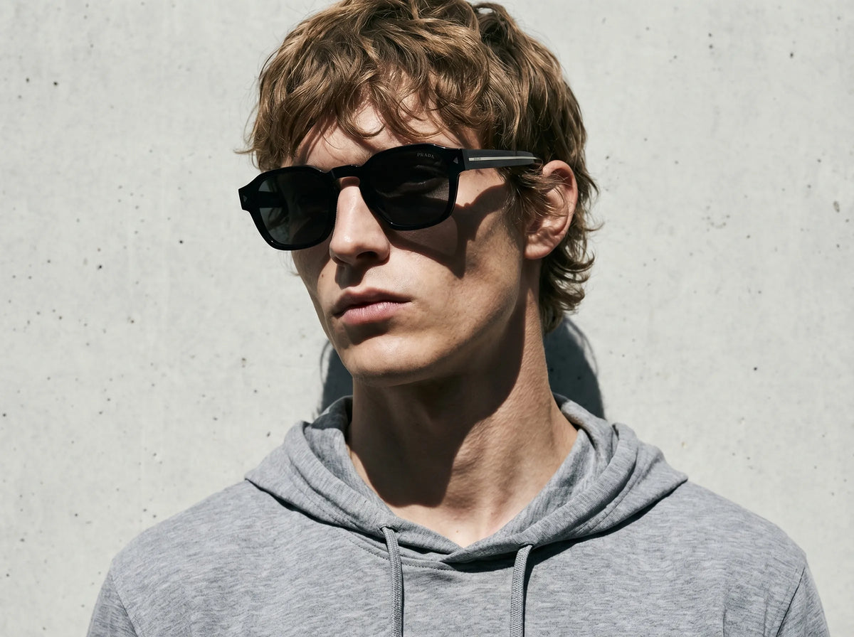 Prada PR A16S 16K731 Men's Sunglasses - Black Frame, Dark Grey Lenses