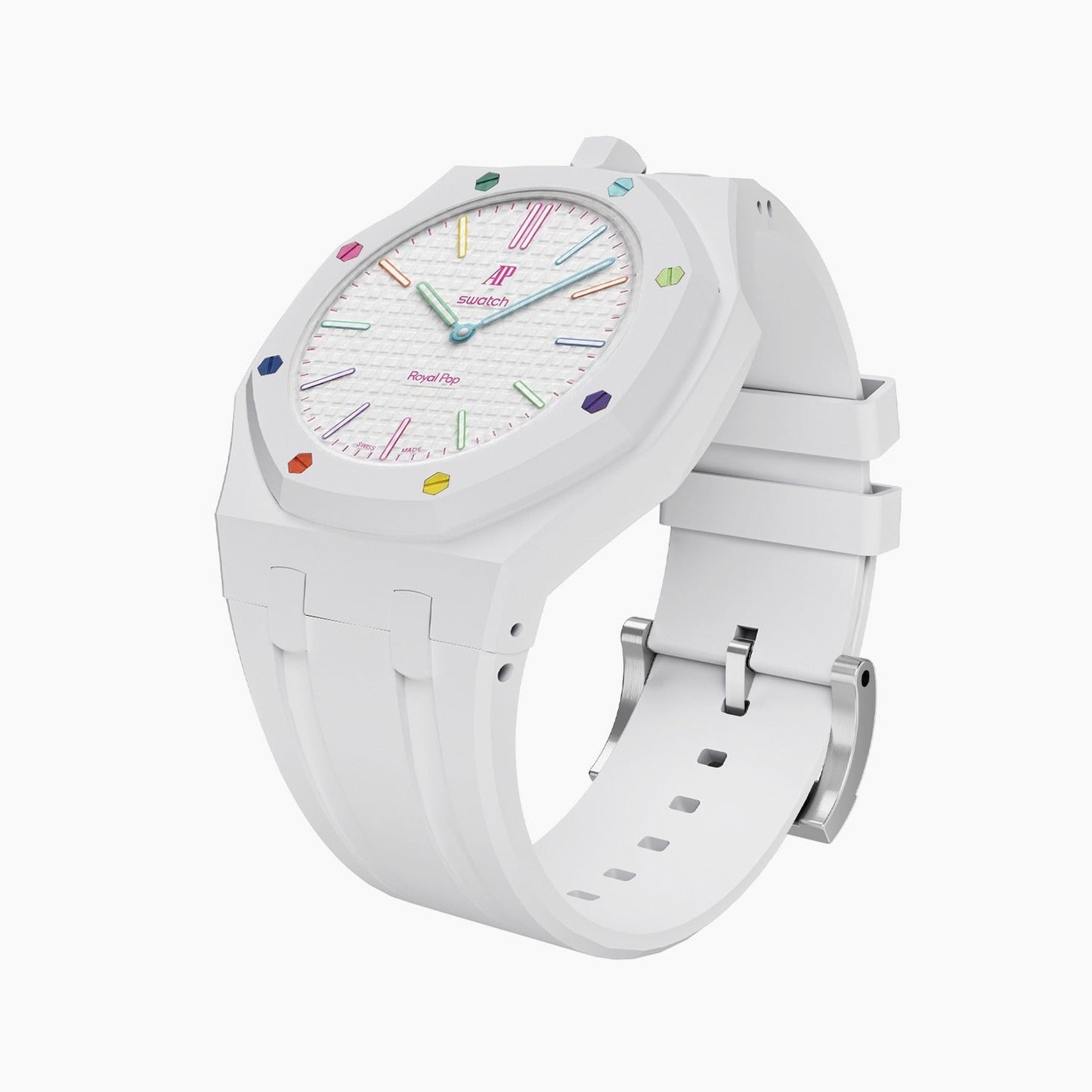 Audemars Piguet x Swatch Royal Pop "HUIT BLANC" 40 mm + Rubber Case-Strap