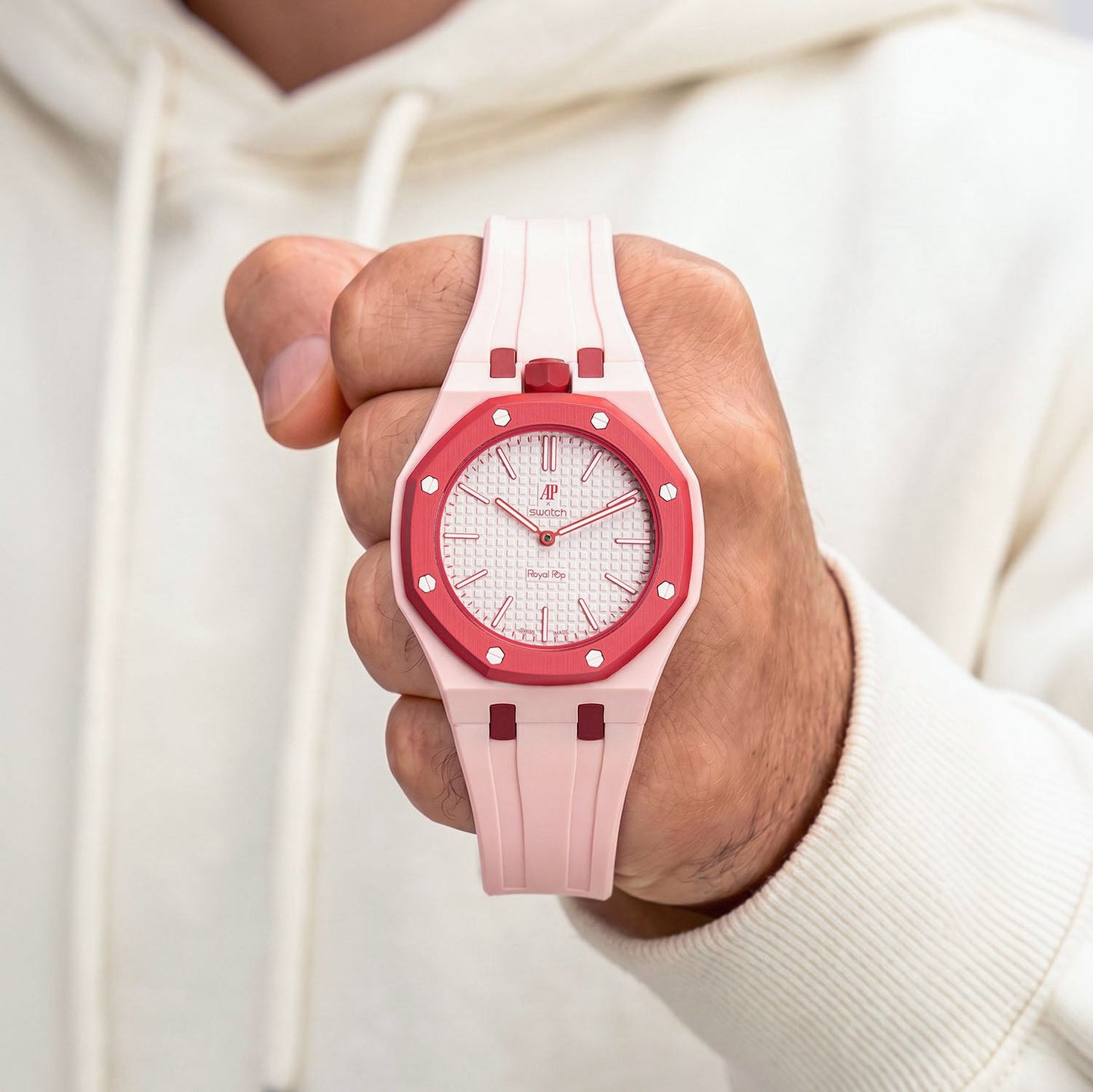 Audemars Piguet x Swatch Royal Pop "OTTO ROSSO" 40 mm + Rubber Case-Strap Pink