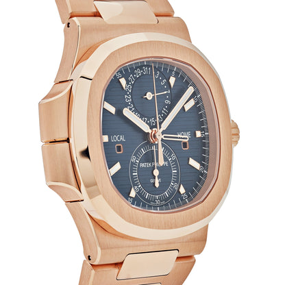 Patek Philippe Nautilus 3285 V3 – AAA+ 5990/1R-001 Travel Time Flyback Chronograph Rose Gold Blue Dial (2025)